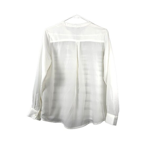 White Sheer Pleated Coastal S Blouse Elegant Lightweight Minimalist Resortwear - Picture 2 of 9